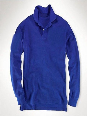 Male polo shirt dark blue long sleeve style
